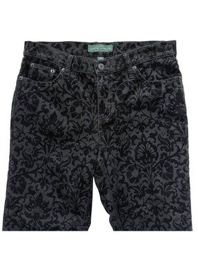 Lauren Ralph Lauren Jeans Size 8 Black Floral Damask Print Stretch Whimsigoth
